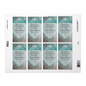 Shabby Turquoise Hout Bruiloft Mini Wijn Label (Full Sheet)
