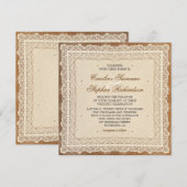 Shabby versleten kant huwelijksuitnodigingen kaart (Voorkant / Achterkant)