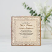 Shabby versleten kant huwelijksuitnodigingen kaart (Staand voorkant)