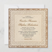 Shabby versleten  kant huwelijksuitnodigingen kaart (Voorkant)