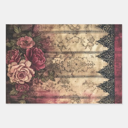 Shabby Victoriaans kant Zwaar Gewicht Decoupage Pr Inpakpapier Vel (Voorkant 2)