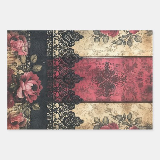 Shabby Victoriaans kant Zwaar Gewicht Decoupage Pr Inpakpapier Vel (Voorkant)