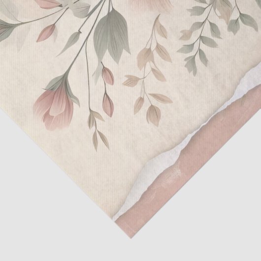 Shabby Wallpaper Blush Roze Bloemen Decoupage Tissuepapier (Detail)