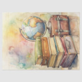 Shabby Waterverf koffers wereldbol kaart Tissuepapier (Voorkant)