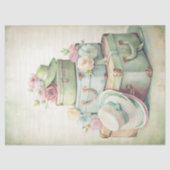 Shabby Waterverf  zomer petten koffers Tissuepapier (Voorkant)