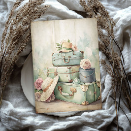 Shabby Waterverf  zomer petten koffers Tissuepapier