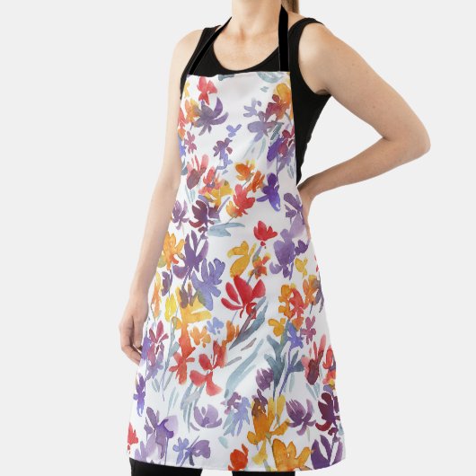 Shabby Waterverf Zomerbloemenpatroon Schort (Insitu)