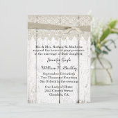 Shabby White Washed Wood and Lace Wedding Kaart (Staand voorkant)