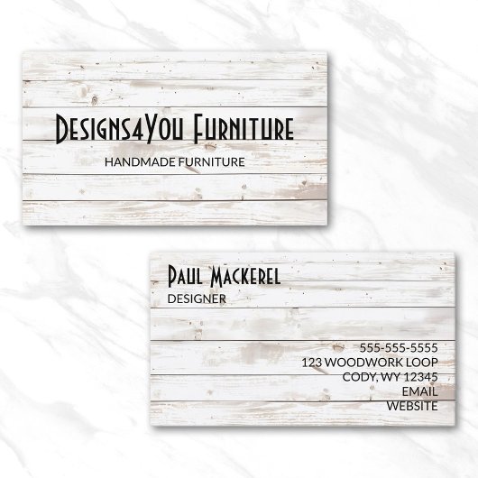  Shabby White Wood Visitekaartje