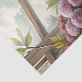 Shabby zomerraam met mussen roze pioenen tissuepapier (Detail)