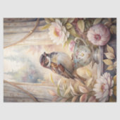 Shabby zomerraam met mussen roze pioenen tissuepapier (Voorkant)