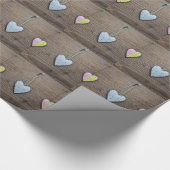 SHABBYCHIC blikken harten houten ontwerp Cadeaupapier (Hoek)