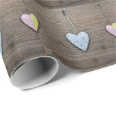 SHABBYCHIC blikken harten houten ontwerp Cadeaupapier (Rol Hoek)