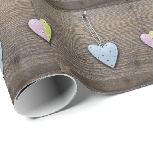 SHABBYCHIC blikken harten houten ontwerp Cadeaupapier (Rol Hoek)