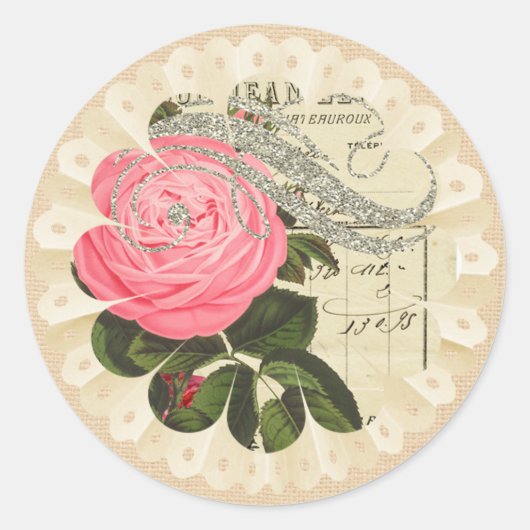 Shabbychic Burlap en Kant Sticker (Voorkant)