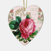 SHABBYCHIC Engelse Roos vintage roze Keramisch Ornament (Links)