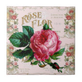 SHABBYCHIC Engelse Roos vintage roze Tegeltje (Voorkant)