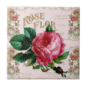 SHABBYCHIC Engelse Roos vintage roze Tegeltje