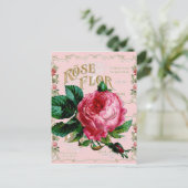 SHABBYCHIC English Roos  roze Briefkaart (Staand voorkant)