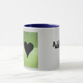 SHABBYCHIC houten hart groen zwart Mok (Midden)