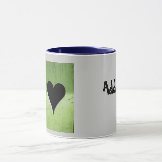 SHABBYCHIC houten hart groen zwart Mok (Midden)