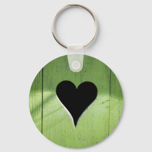 SHABBYCHIC houten hart groen zwart Sleutelhanger