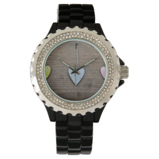 SHABBYCHIC in harten houten design Horloge