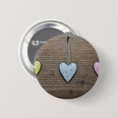 SHABBYCHIC in harten houten design Ronde Button 5,7 Cm (Voorkant /achterkant)