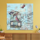 Shabbychic Parijs roos collage Canvas Afdruk (Insitu (Woonkamer))