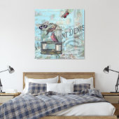 Shabbychic Parijs roos collage Canvas Afdruk (Insitu (Slaapkamer))