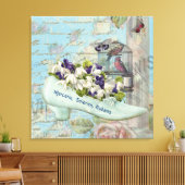 Shabbychic Paris collage roos Canvas Afdruk (Insitu (Woonkamer))