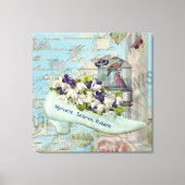 Shabbychic Paris collage roos Canvas Afdruk (Voorkant)