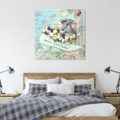 Shabbychic Paris collage roos Canvas Afdruk (Insitu (Slaapkamer))