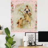 Shabbychic Paris collage roos Poster (Thuiskantoor)