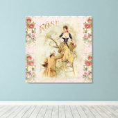 Shabbychic Paris rozen collage Canvas Afdruk (Insitu (Houten vloer))