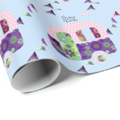 Shabbychic retro trailer, camper, caravan bunting cadeaupapier (Rol Hoek)