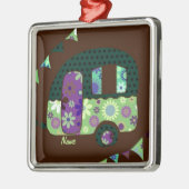 Shabbychic retro trailer, camper, caravan bunting metalen ornament (Links)