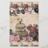 Shabbykic,  collage, vogels, vlinders, bloem briefpapier (Voorkant)