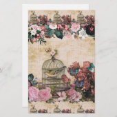 Shabbykic,  collage, vogels, vlinders, bloem briefpapier (Voorkant / Achterkant)