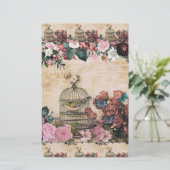 Shabbykic,  collage, vogels, vlinders, bloem briefpapier (Staand voorkant)