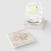 shabbykic, rustic, , floreel, collage, land; stenen onderzetter (Zijkant)