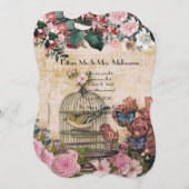 shabbyschil, collage, vogels, vlinders,vic save the date (Voorkant / Achterkant)