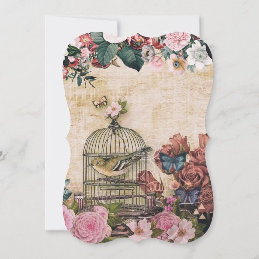 shabbyschil, collage, vogels, vlinders,vic save the date (Achterkant)