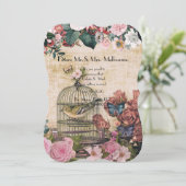 shabbyschil, collage, vogels, vlinders,vic save the date (Staand voorkant)