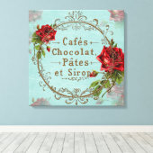 ShabbyVintageRoses - Verpakt canvas Afdruk (Insitu (Houten vloer))