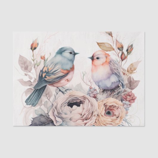 Shabbyvogels en bloemen tissuepapier (Voorkant)