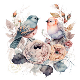 Shabbyvogels en bloemen tissuepapier