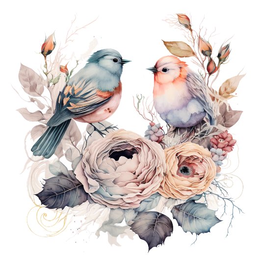 Shabbyvogels en bloemen tissuepapier