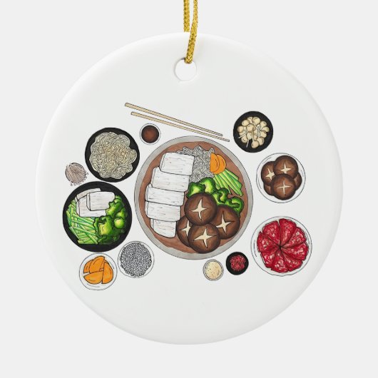 Shabu-Shabu Japan Japanse keuken Hotpot Keramisch Ornament (Voorkant)