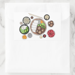 Shabu-Shabu Japan Japanse keuken Hotpot Rechthoekige Sticker
